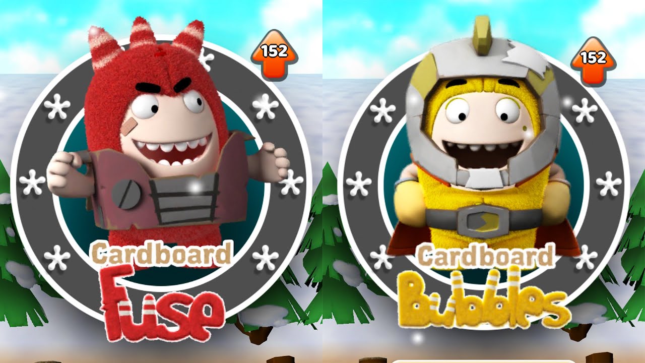 Oddbods Turbo Run Cardboard Fuse vs Cardboard Bubbles - GamePlay