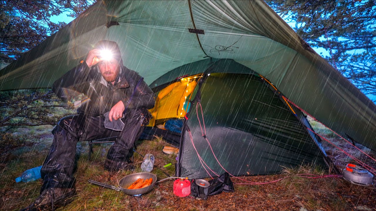 CAMPING In EXTREME STORM Conditions - Heavy Rain - STRONG Winds