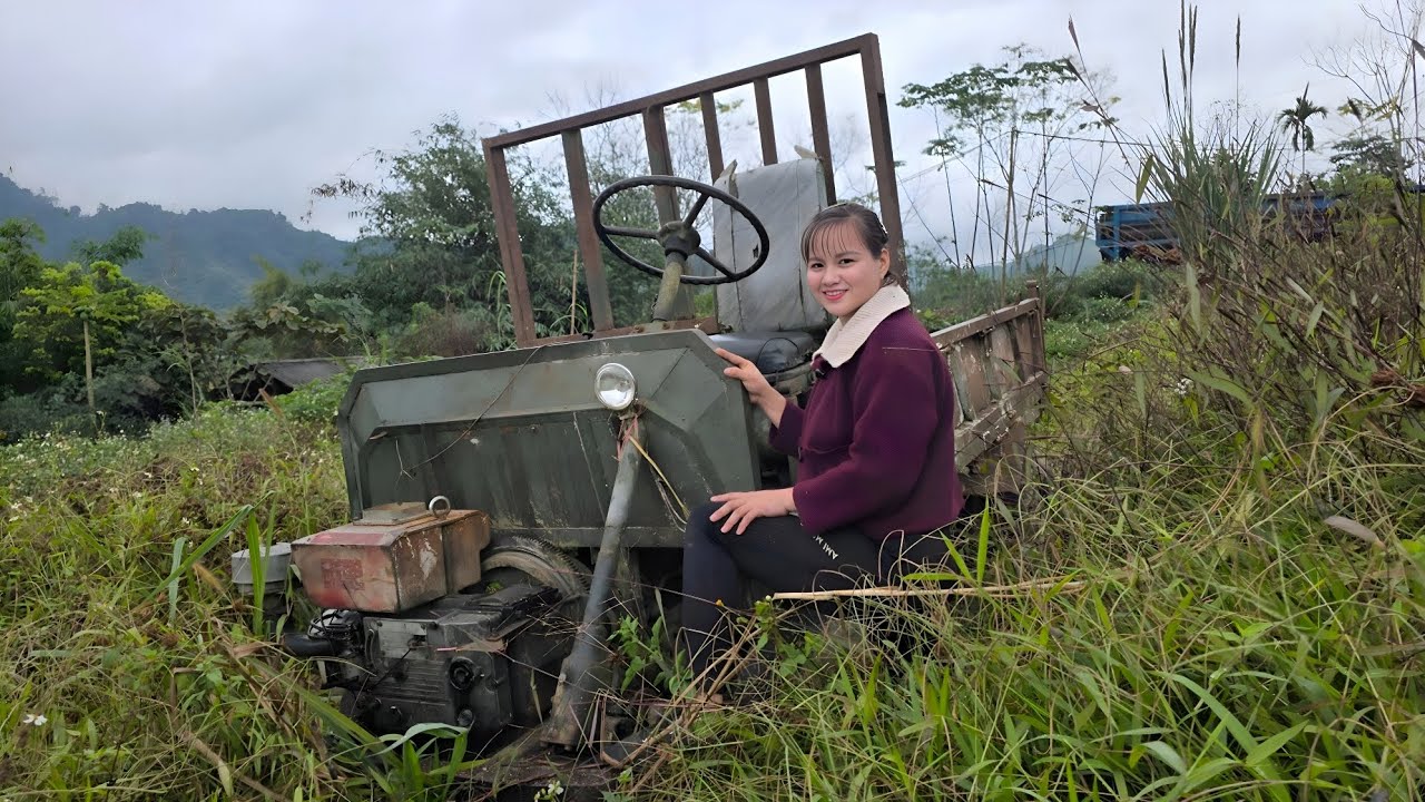 Full video: Girl repairs and restores old cars and agricultural machinery.
