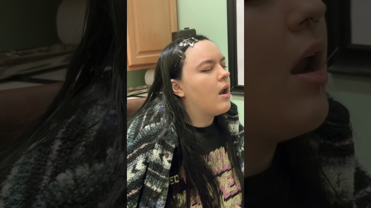 Getting my vertical labret piercing 🤪 it’s probably not as painful as I made it look!