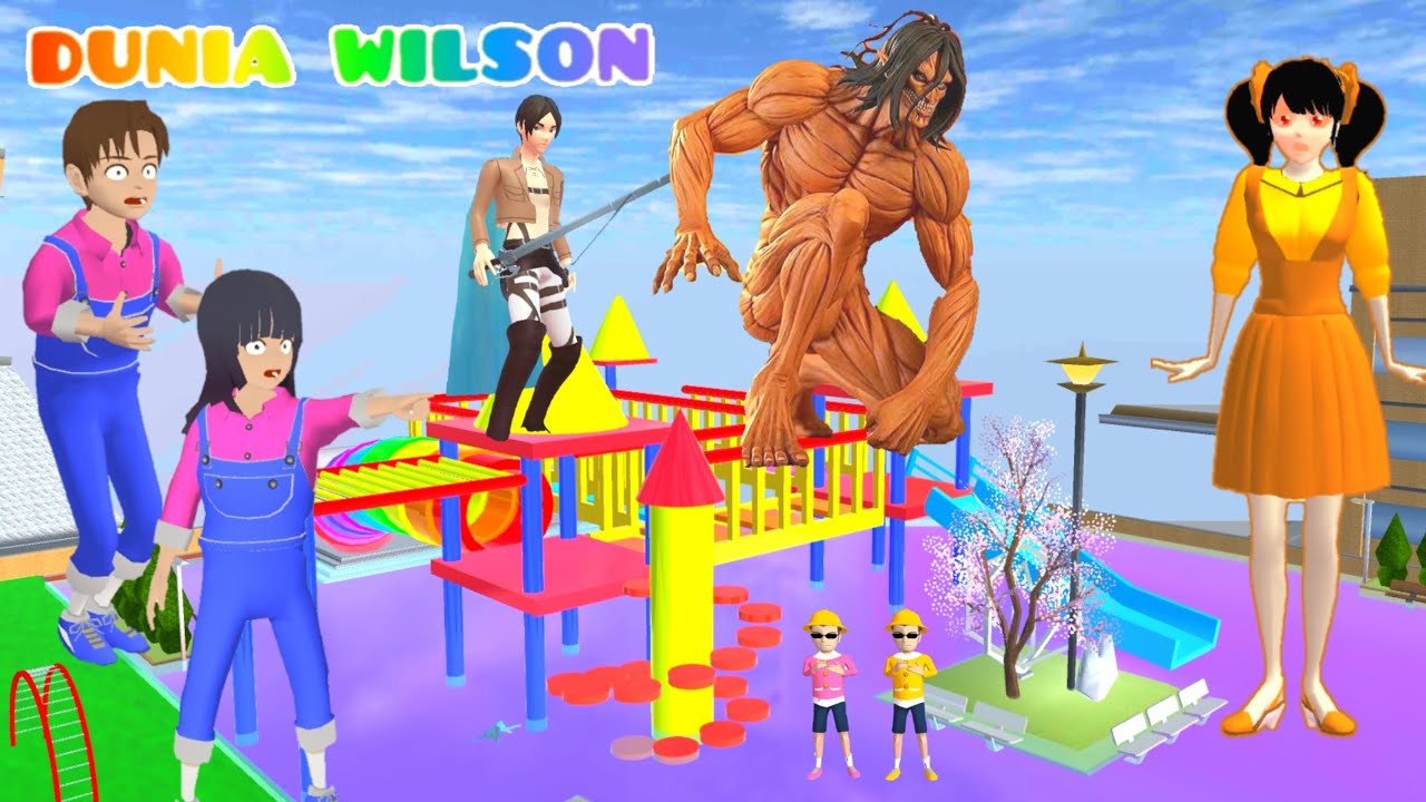 Titan Raksasa Eren VS Titan Squid Game 😱🌈 Kumpul Pasukan Polisi Yuta Mio Main Game Titan Rush 3D