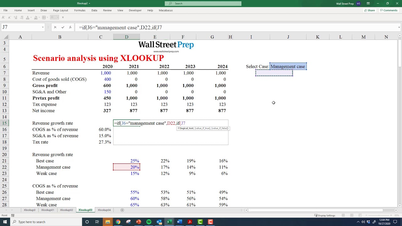 Scenario Analysis Using XLOOKUP: 4 Minute Quick Lesson