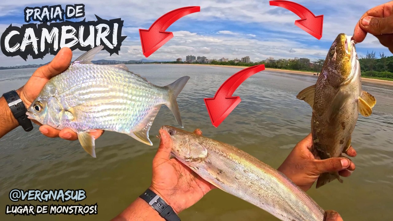 PESCARIA em CAMBURI - Pescada, Pé de Banco e Carapebas...