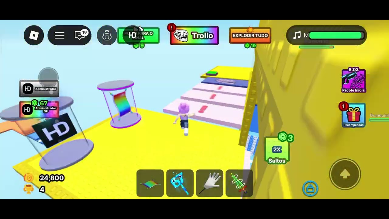 Jogando Slap Tower com minha mãe.
