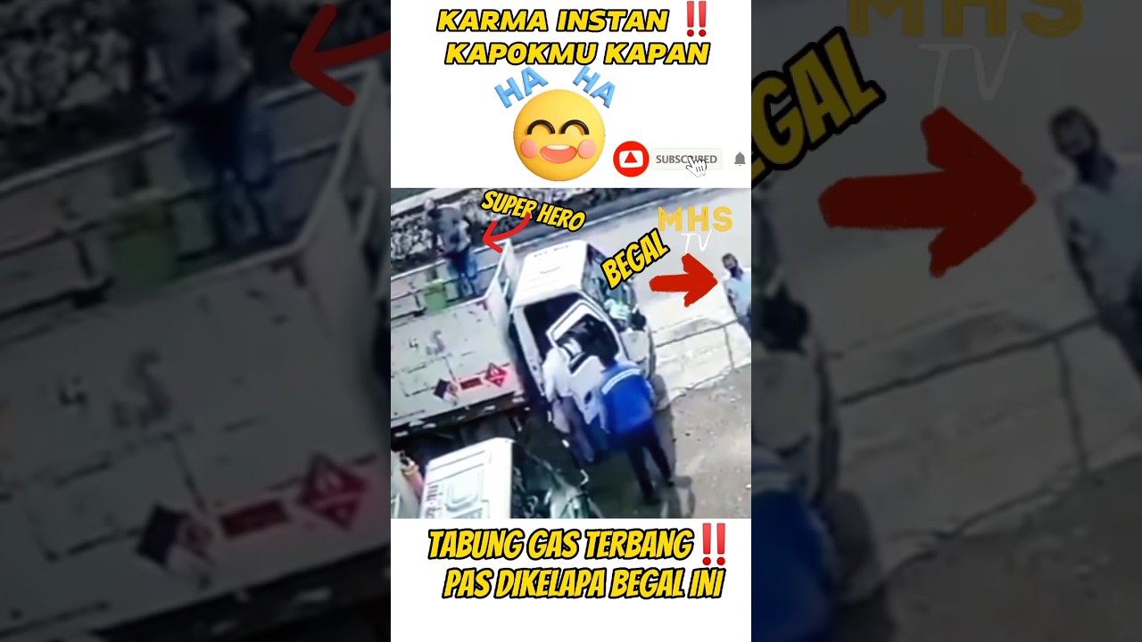 BEGAL APES‼️TABUNG GAS TERBANG PAS DIKELAPANYA 😂# #mhstv #shortsvideo