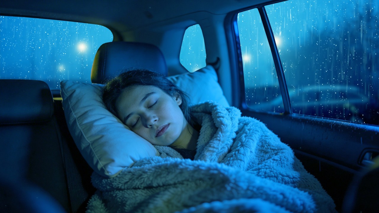 Fall Asleep in 3 Minutes 🌧️ Heavy Rain & Thunderstorm Sounds on Old Car at Night for Deep Sleep
