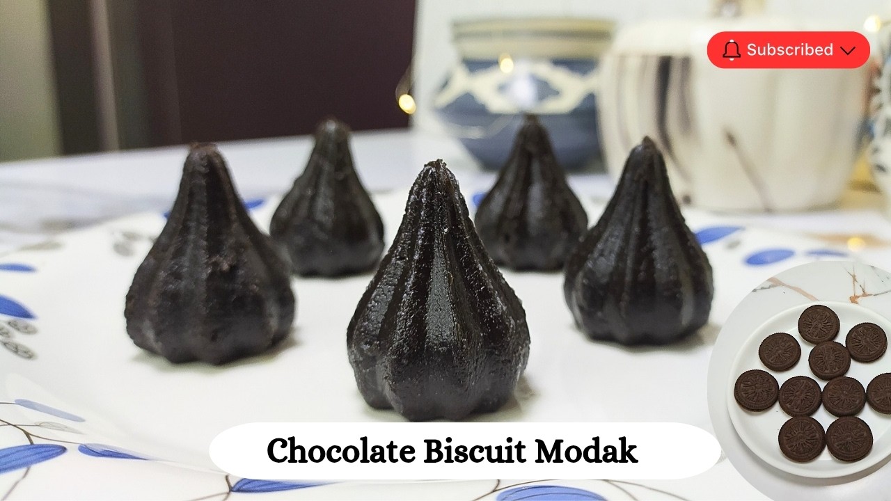 Chocolate Biscuit Modak Recipe | Easy Ganesh Chaturthi Special Sweet | No-Cook Modak| चॉकलेट  मोदक.