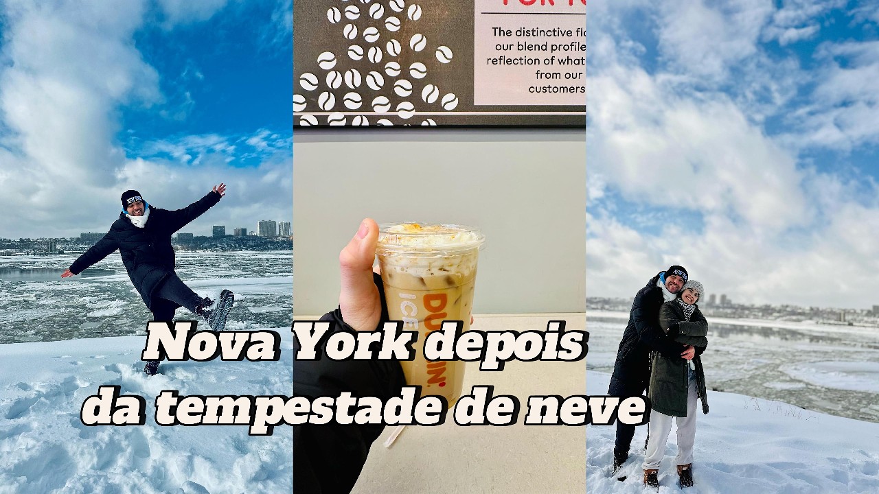COMO FICOU NOVA YORK APÓS A TEMPESTADE DE NEVE! Café no Dunkin + Guerra de neve