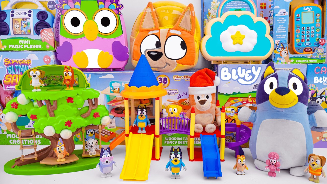 Bluey Toy Collection Unboxing Review 💙 Bluey Slide Playground Playset & Bluey Tree Playset