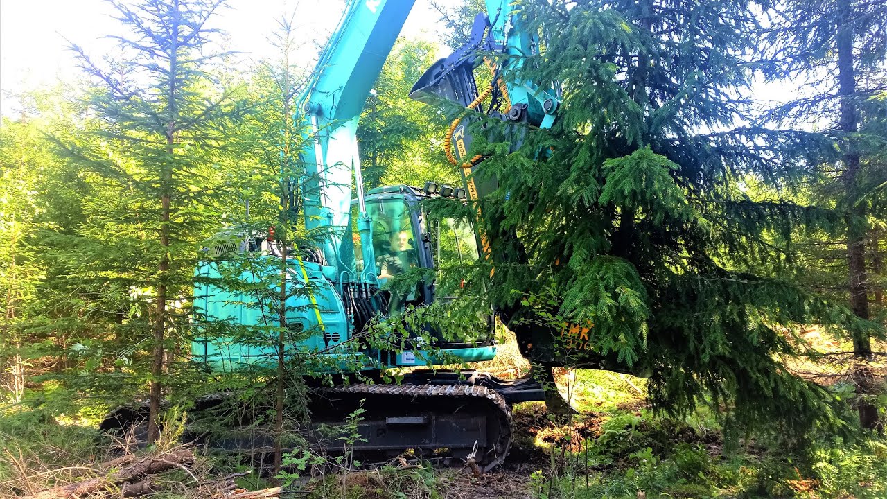 KOBELCO sk140SR lc ja TMK 300 energiapuuharvennuksella, osa 2/2.