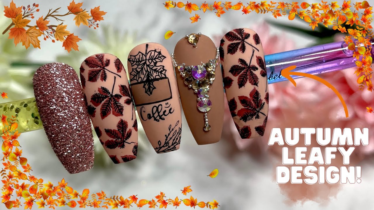 HOW TO AUTUMN LEAFY NAIL DESIGN| LET'S DO SOME STAMPING| PRESS ON NAILS| BORN PRETTY