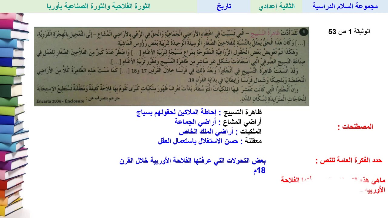 الثورة الفلاحية والثورة الصناعية في أوربا - التاريخ - الثانية ثانوي إعدادي