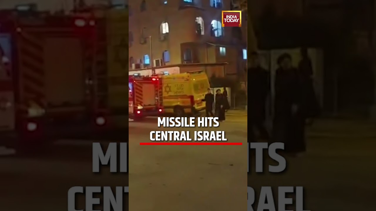 Missile Hits Central Israel as Iran Fires Projectiles, Emergency Services Rush to Impact Site #iran
