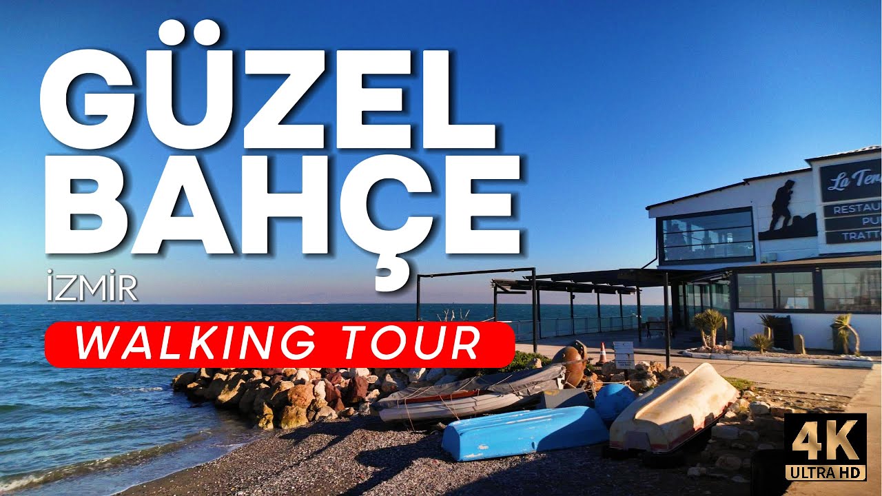 Güzelbahçe, Izmir 🇹🇷 | Seaside Walking Tour on a Cold Windy Morning | 4K 50FPS