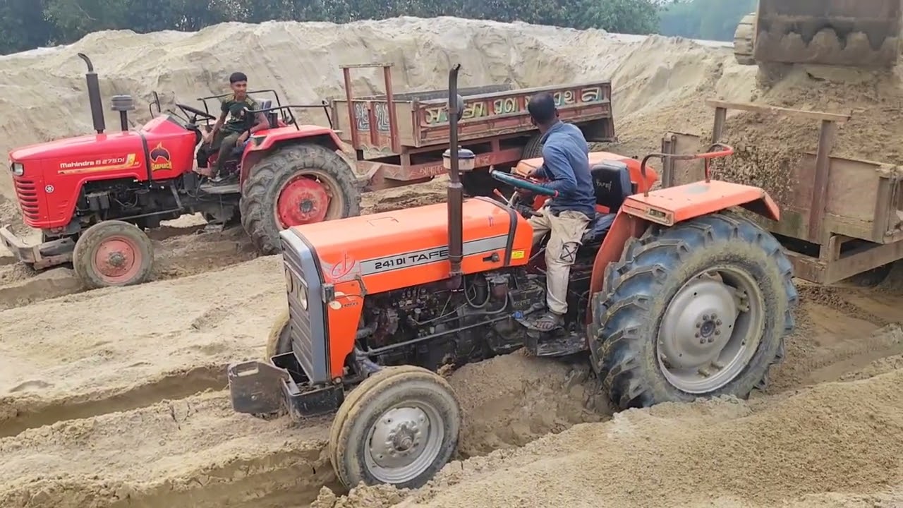 New Mahindra B275 Di And Others Tractor Fully Loading JCB 3DX Backhoe Machine And Fully Loaded Troly