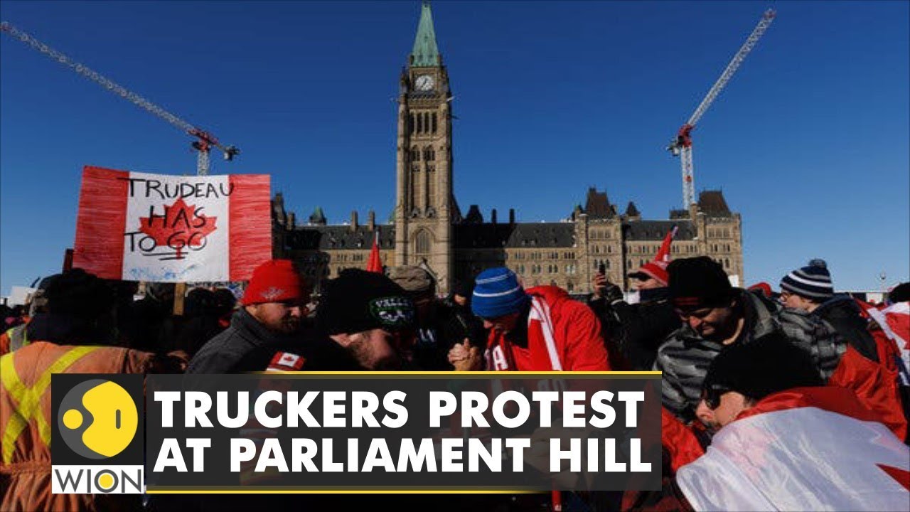 Canadian truckers protest at Parliament hill against COVID vaccine mandate | World English News