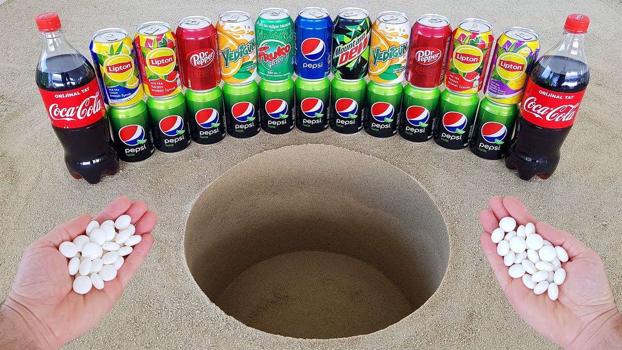 Experiment !! Coca Cola, Pepsi Twist, Lipton, Yedigün, Mtn Dew, Fruko, Dr Pepper and Mentos