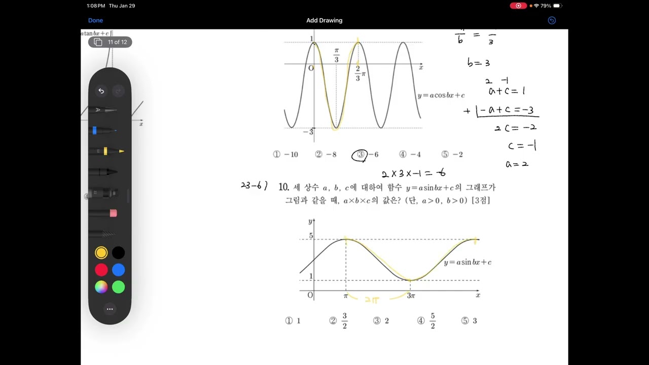 수1 삼각함수그래프&삼각부등식 풀이