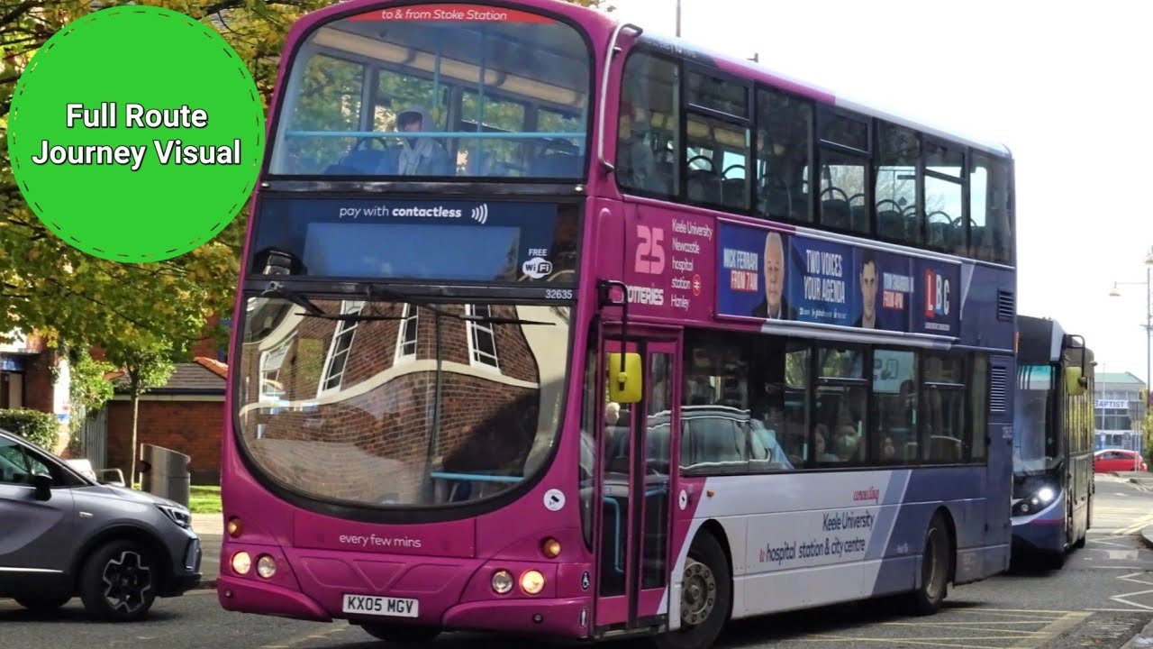 First Potteries 25 Full Route Journey Visual- Keele University to Hanley | KP54AZA 32639