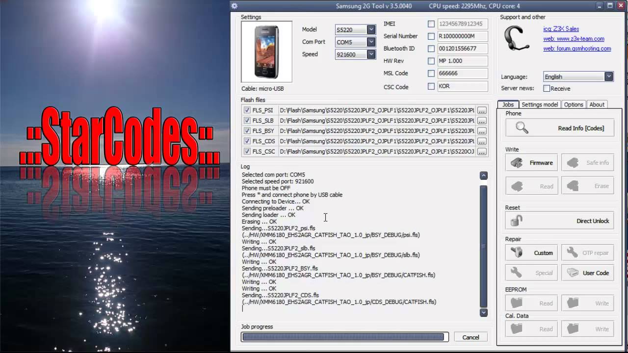 Flash Samsung S5220 Star3 with Z3X-Box by StarCodes