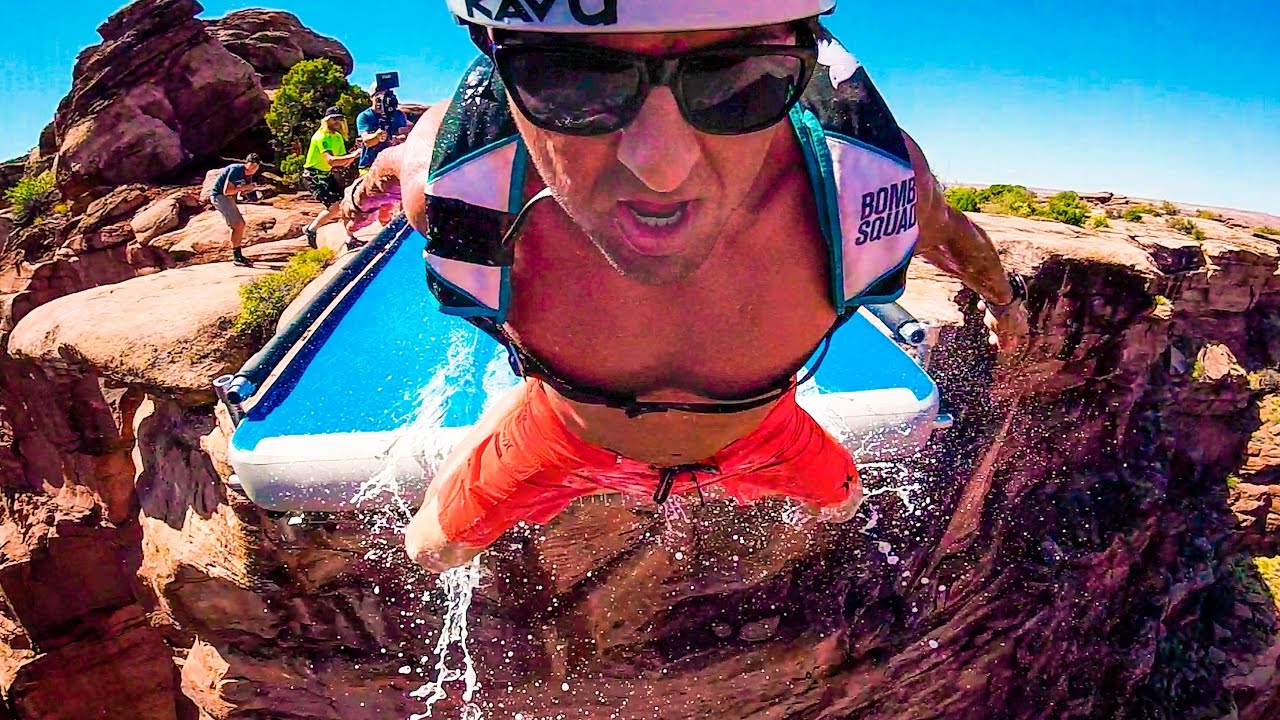 Slip and Slide off 500 Foot Cliff!!! In 4K!