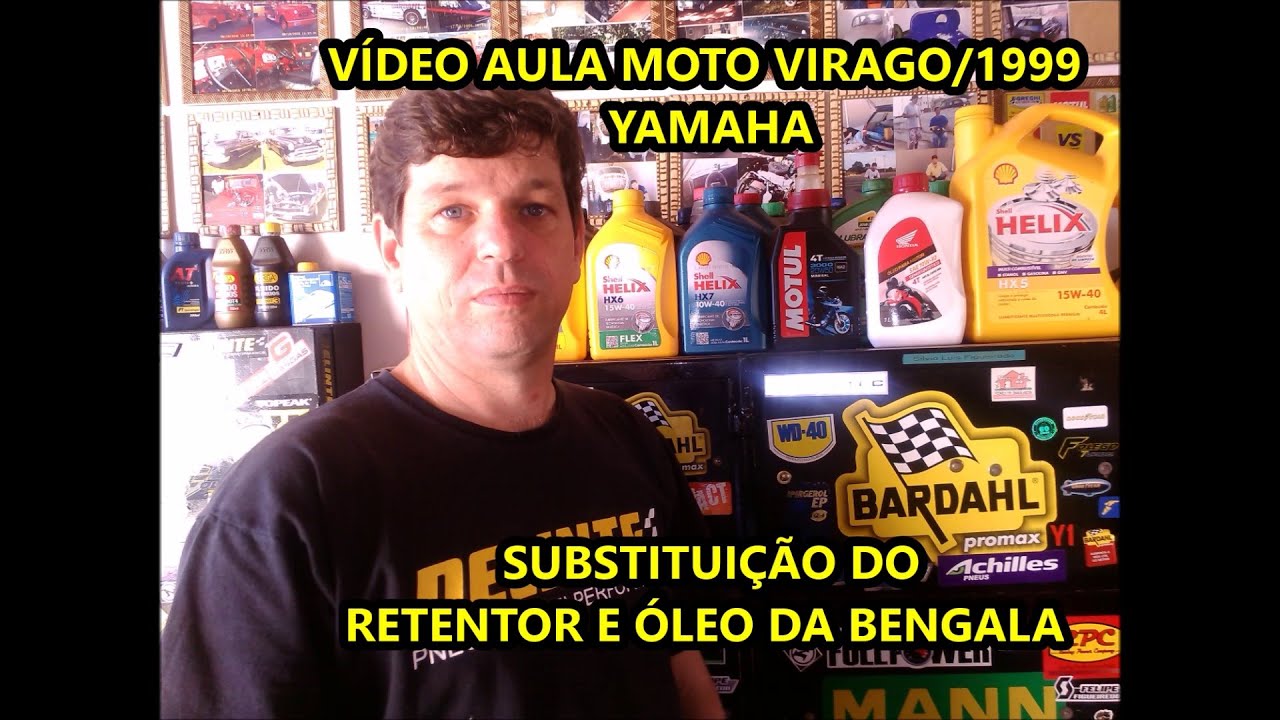 Vídeo Aula   Substituição do Retentor e Óleo da Bengala   Moto Virago 250 cc