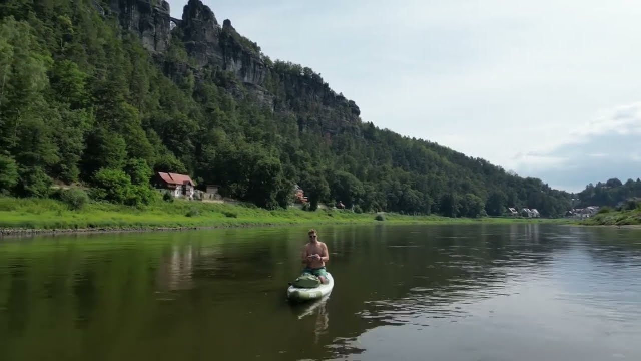 Dronen Aufnahmen SUP Tour auf der Elbe nach Dresden 2024