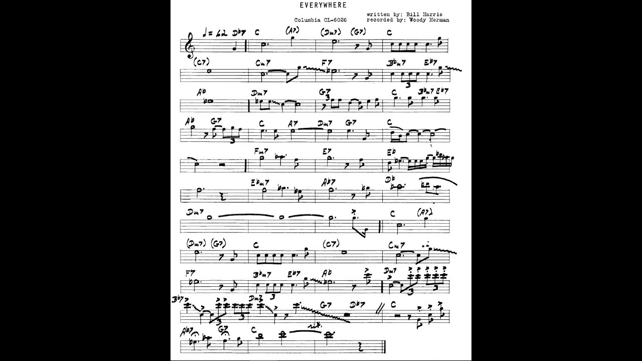 BACKING TRACK - EVERYWHERE (Bill Harris, Woody Herman) C 80 BPM SWING BALLAD