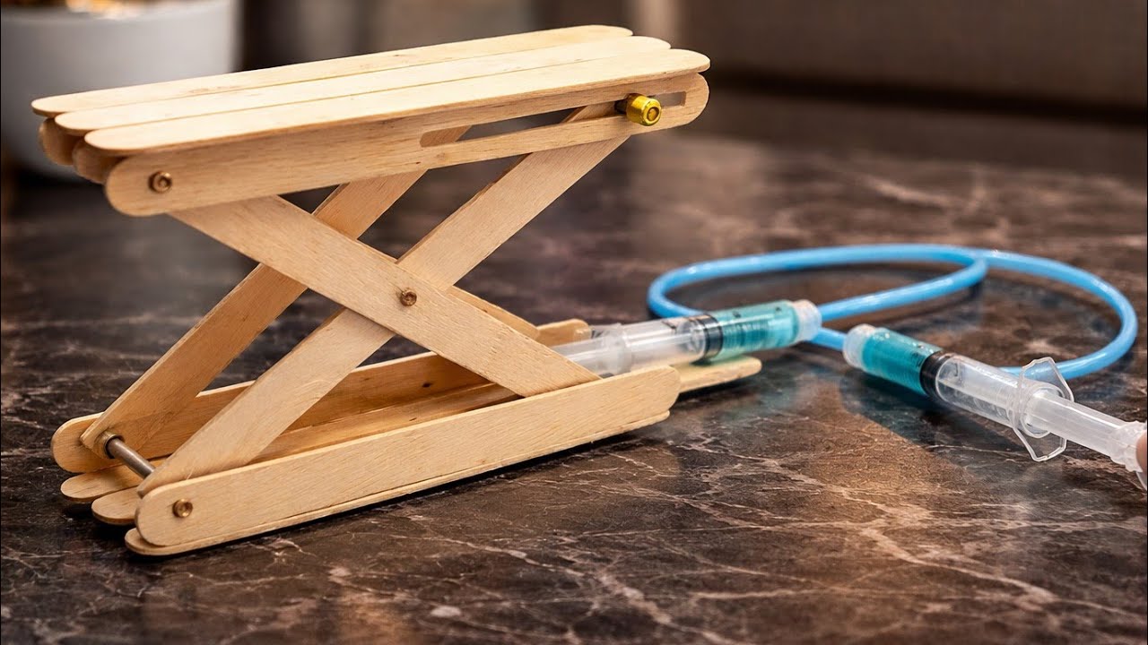 ICE-CREAM STICKS Jack Lift Crane | DIY HYDRAULIC Jack machnism |Amazing 