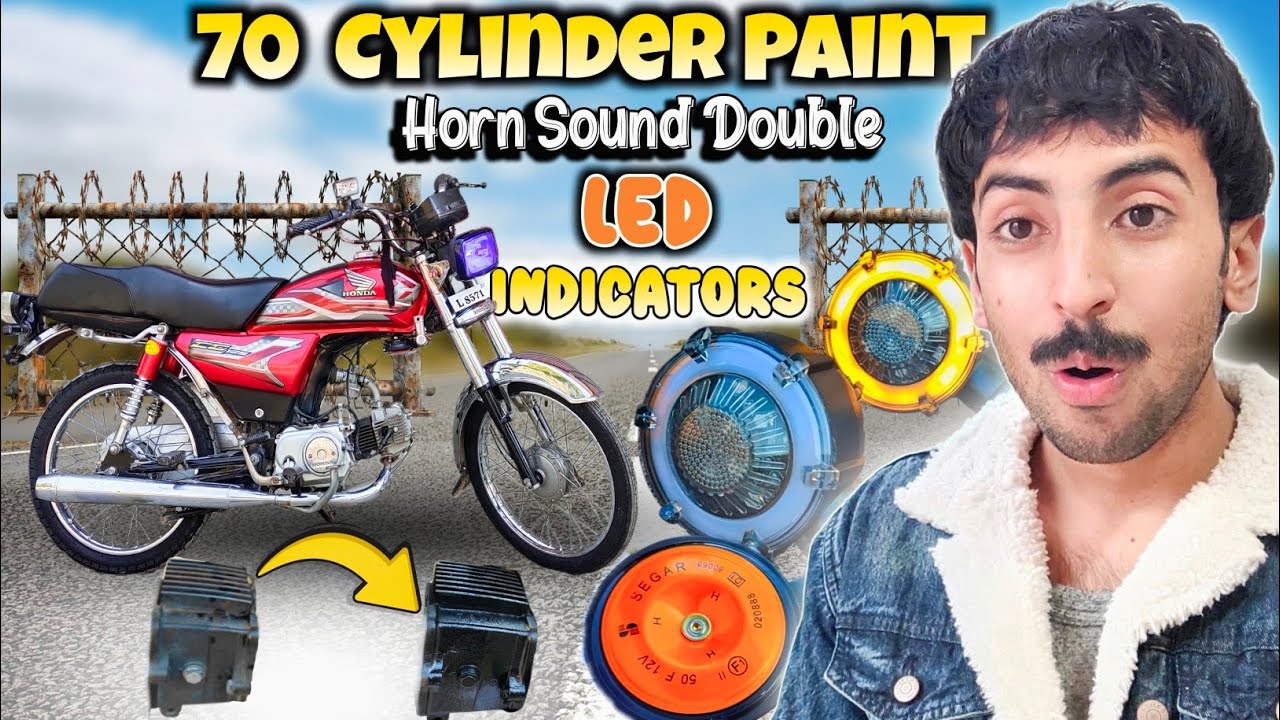 70 Motorcycle Engine Cylinder Paint Without Removing 😱 CD 70 Indicators Upgrade 🔥Horn Sound Double 👌