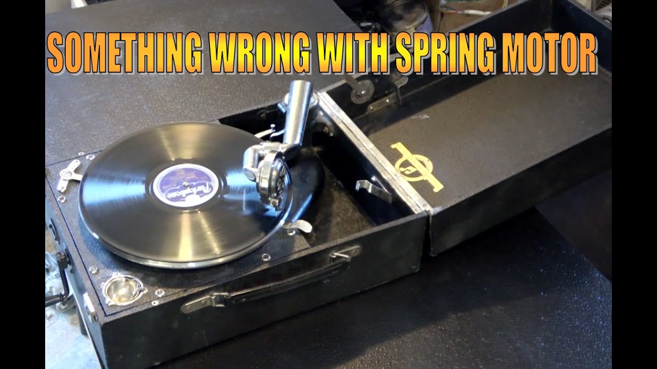 Columbia 201 Gramophone stuck spring motor servicing.