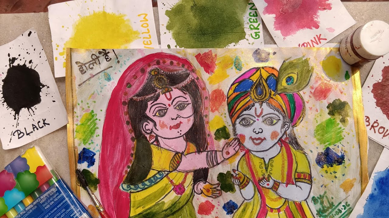 How to create Radha Krishna painting step by step 🎨A journey of devotion in colors. 🌸