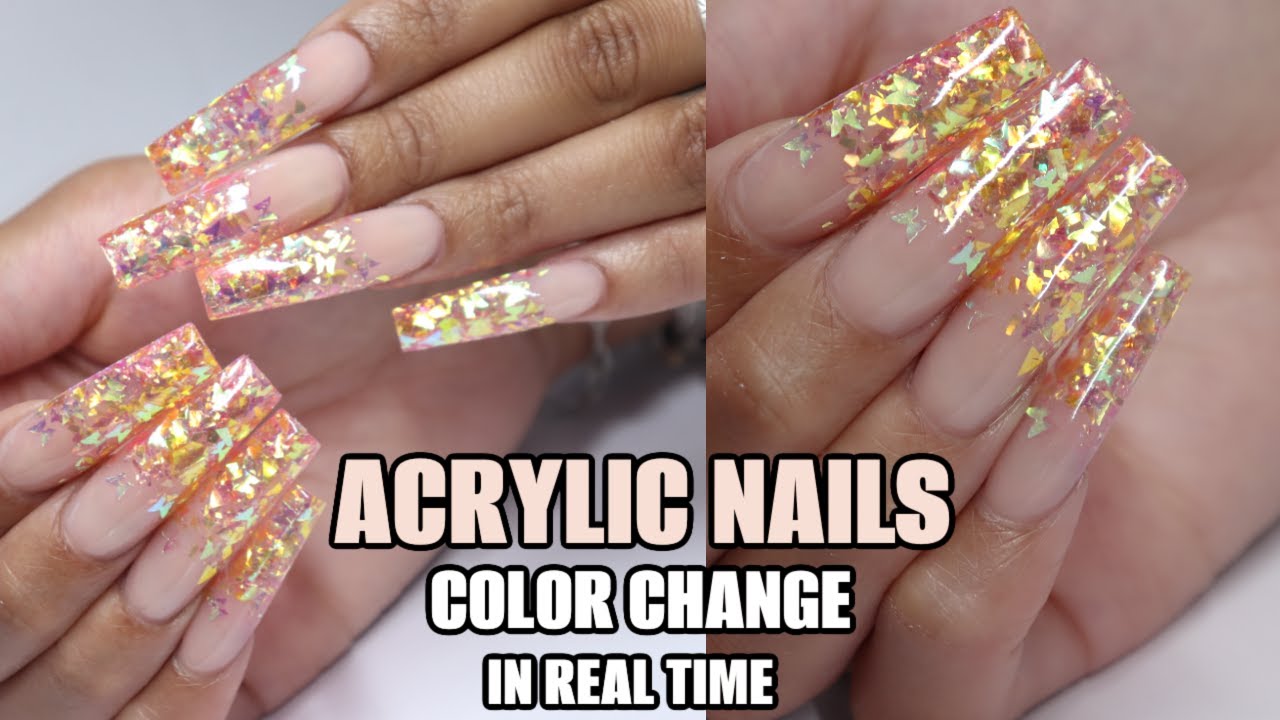 ACRYLIC COLOR CHANGE ON XL NAILS in real time