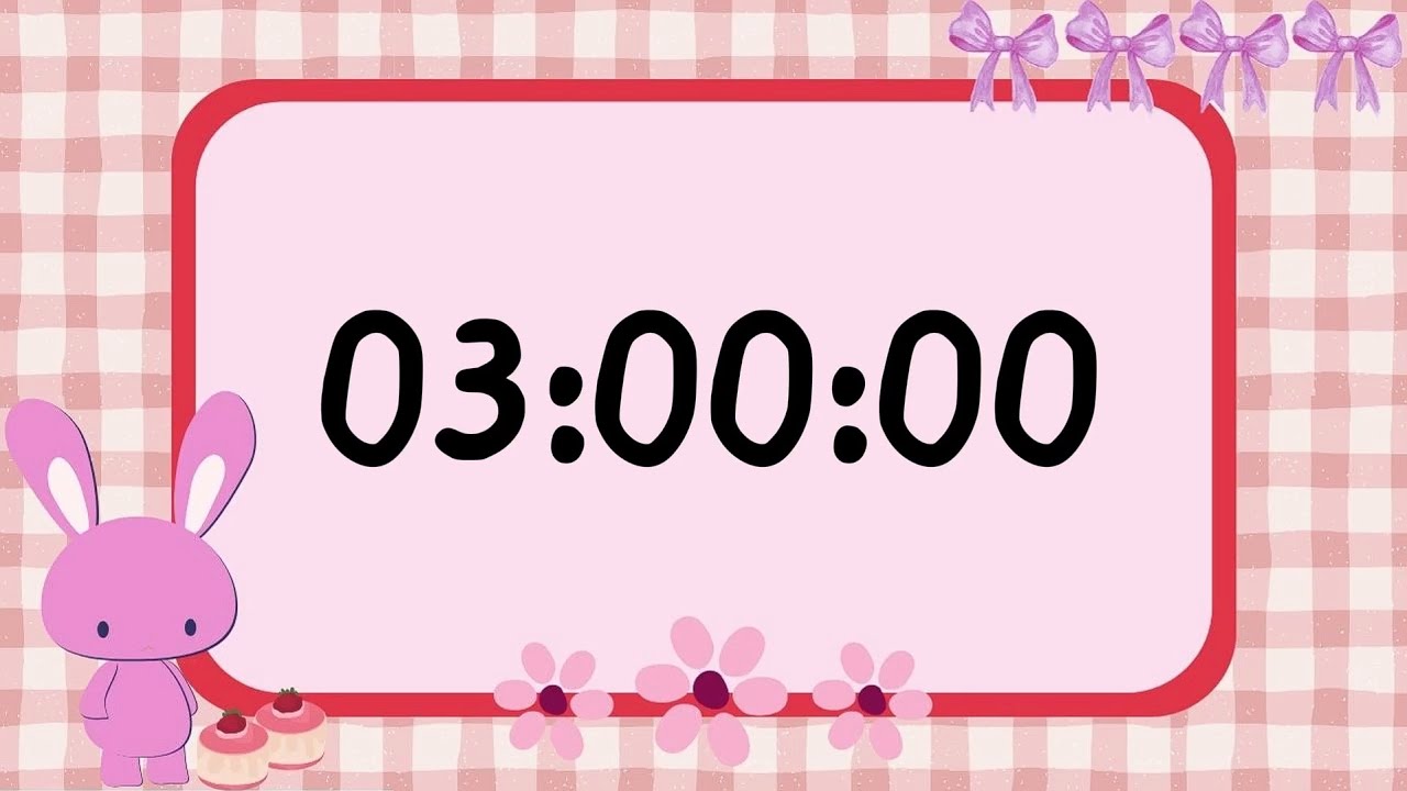 3 Hours 🎀 Cute Pink Bunny Study Timer | Cozy Aesthetic Focus & Pomodoro ⏰🐰