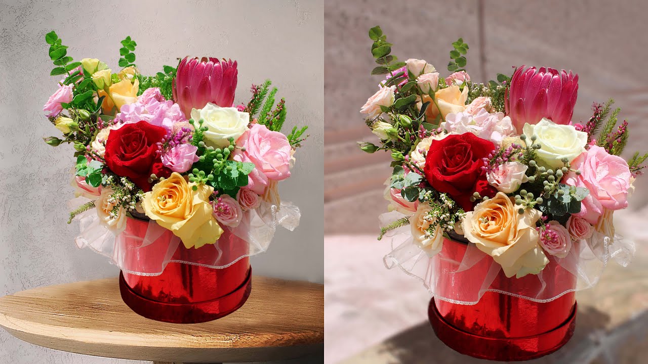 How to make a floral arrangement in a box | DIY Gift box with flowers