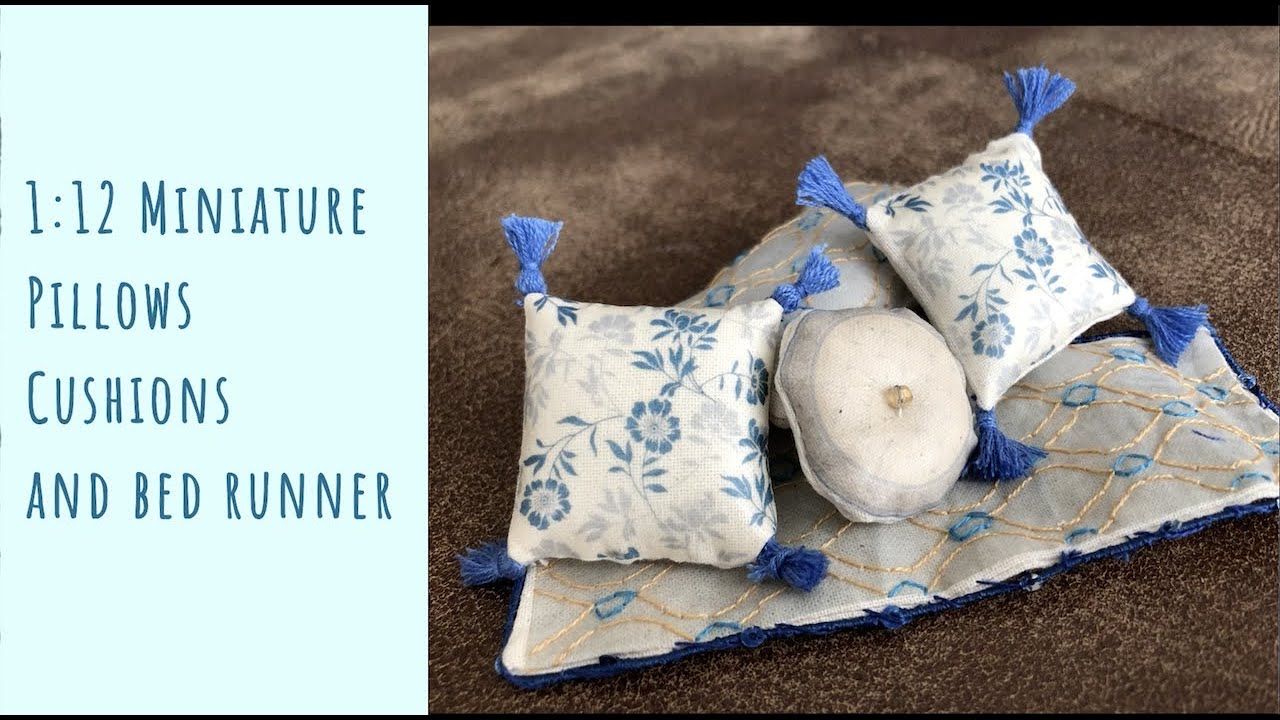 1:12 miniature Pillow, Cushions and Bed-runner