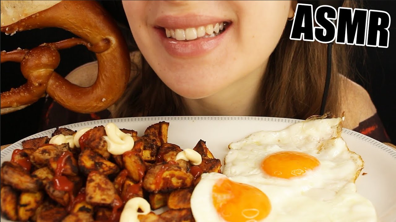 ASMR FRIED EGGS POTATOES FRIES GERMAN FOOD BREAKFAST MUKBANG EATING SOUNDS No Talking 먹방 Kasmia ASMR
