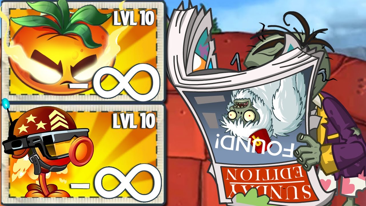 All Plants Level Max use POWER UP Infinite Vs 100 Sunday Edition Zombies level 5 - PvZ 2