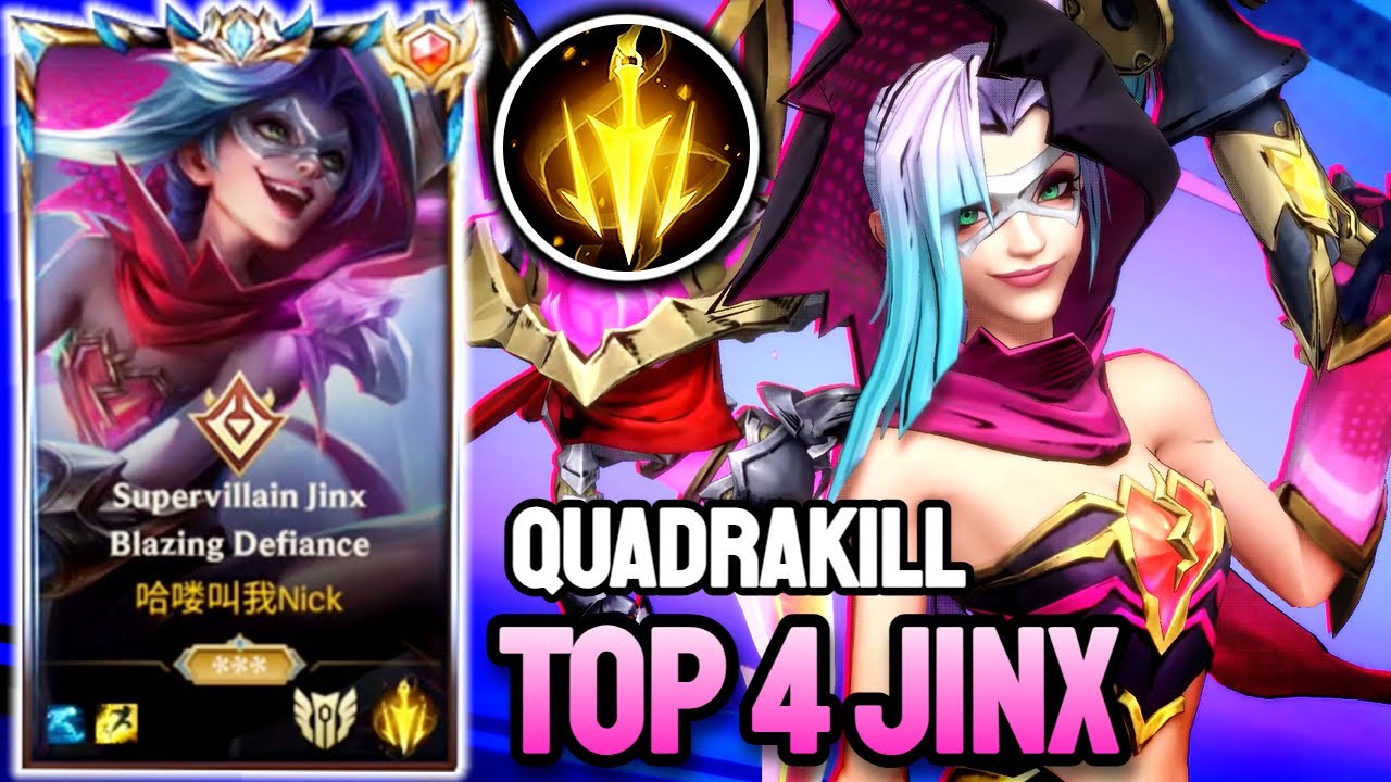 WILD RIFT JINX QUADRAKILL - TOP 4 JINX GAMEPLAY - CHALLENGER RANKED
