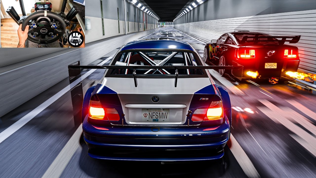 NFSMW BMW M3 GTR Vs Razor Ford Mustang GT - Assetto Corsa | Moza R12