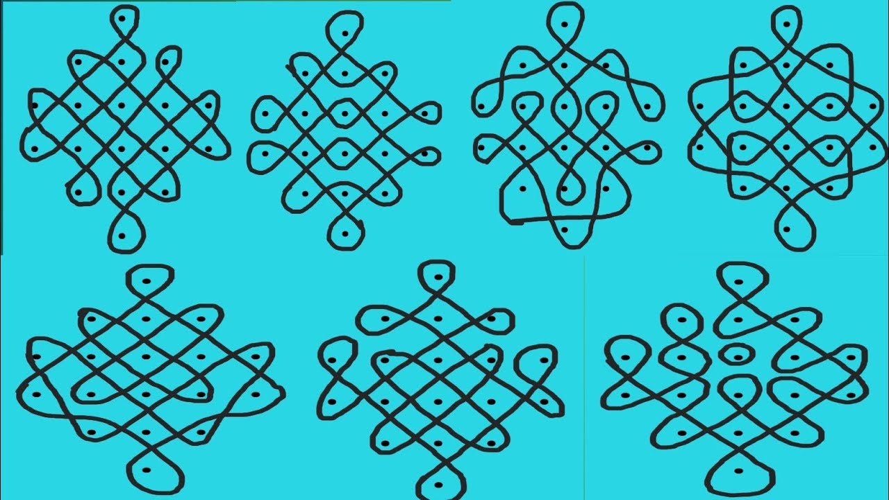 1000th video special/7kolam for 7days/sikku kolam/apartment muggulu/5×2×1dotskolam/melikala muggu