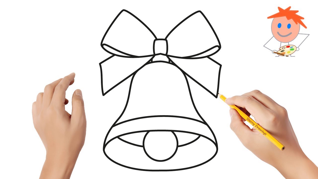 Как нарисовать колокольчик с бантом | Простые рисунки