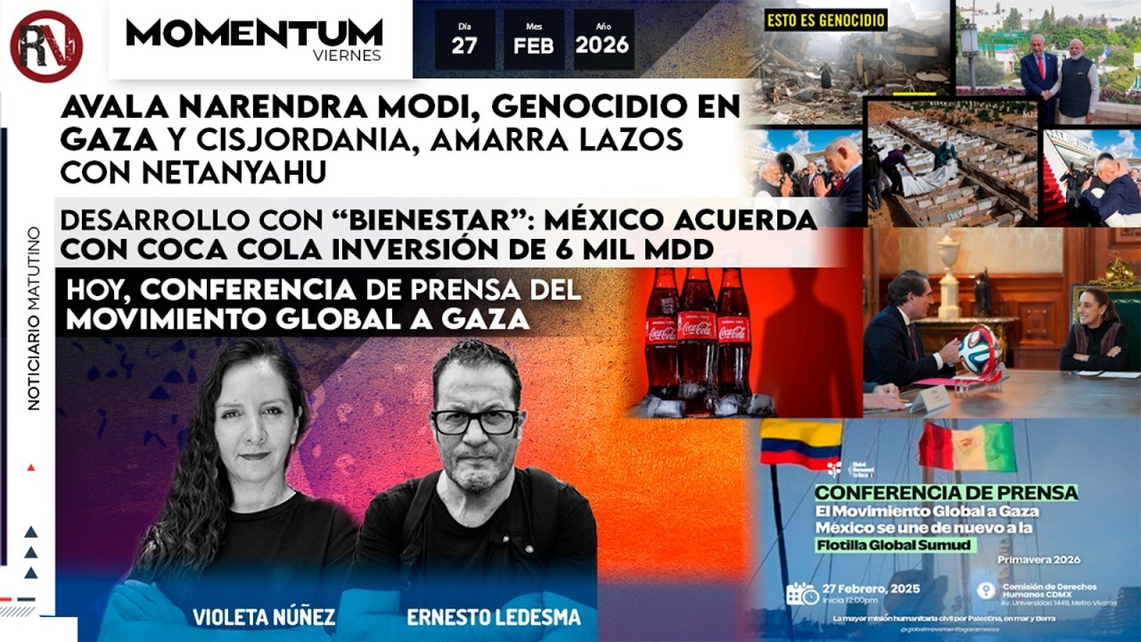 Avala Narendra Modi, genocidio en Gaza / Hoy, conferencia de prensa del Movimiento Global a Gaza