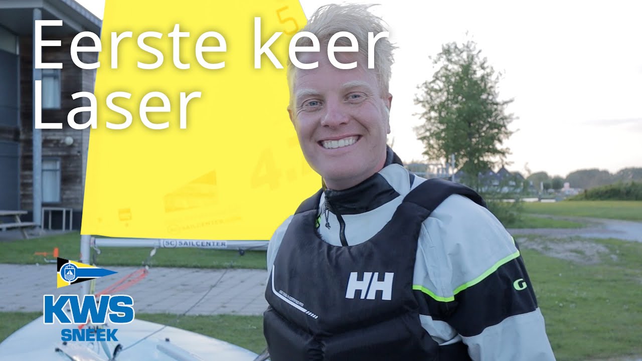 Voor het eerst in de Laser zeilboot zeilen