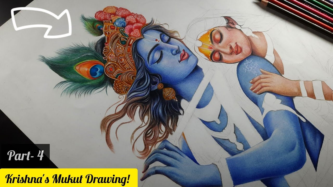 How To Draw Krishna's Hair & Mukut | Radha-Krishna Drawing (Part-4)