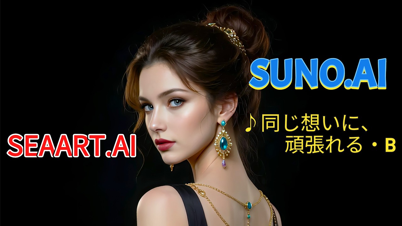 AI音楽・Suno AI・v5プロ『同じ想いに、頑張れる』B、AI画像成形・SEAART.AI、4K。