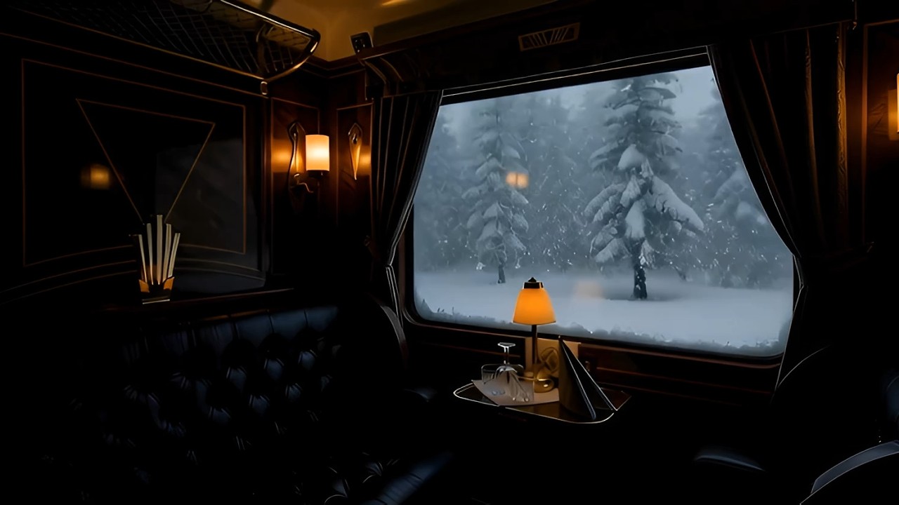 Luxury Train in Heavy Snow | Cozy Winter Window Ambience