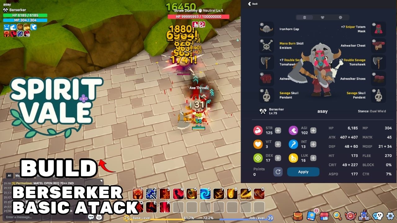spirit vale build berserker mid game auto atack