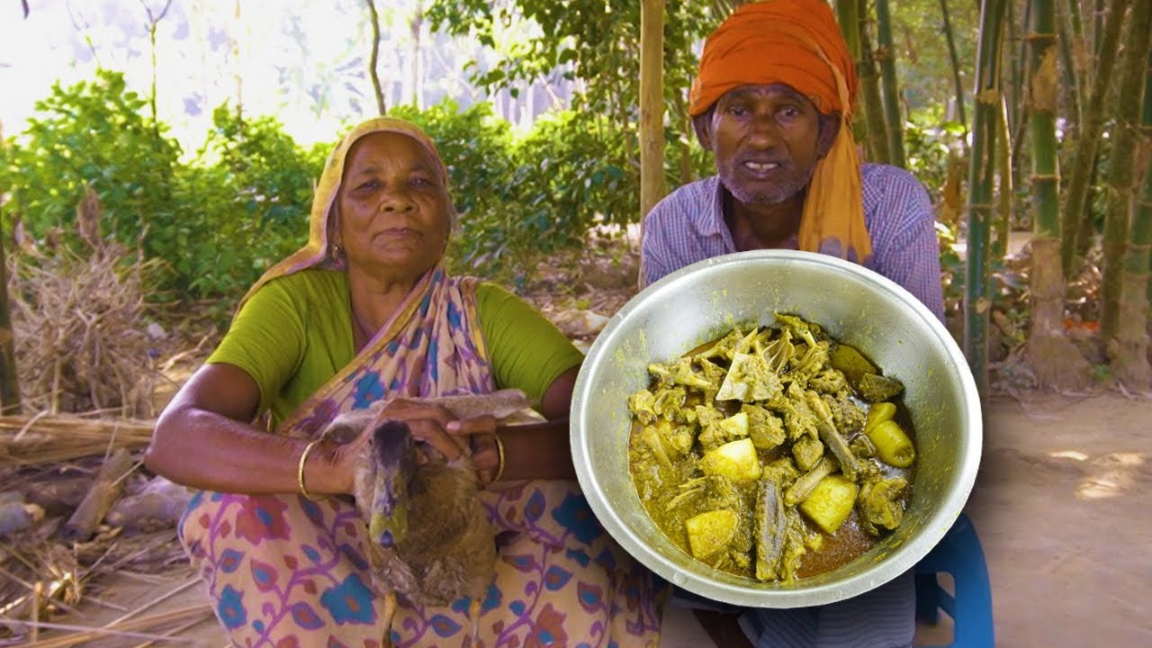 Duck Curry || old grandmothers cooking big duck in their village style || village food ||