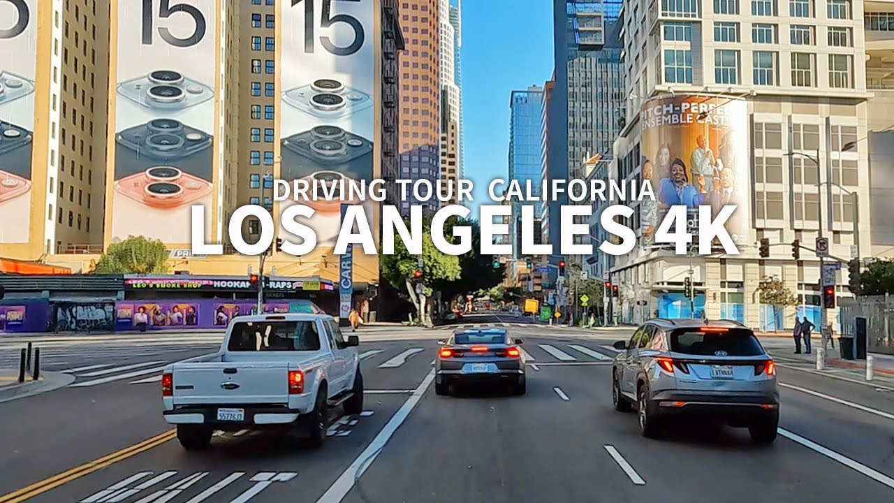 [Full Version] Driving Downtown Los Angeles, Figueroa Street, Grand Ave, Broadway, California, 4K